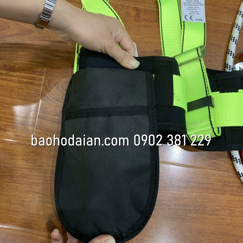 Dây an toàn bán thân 1 móc nhôm dây thừng giảm sốc Hàn Quốc có túi