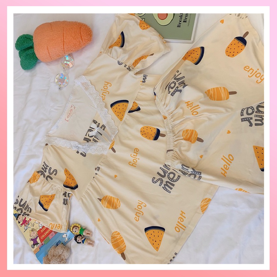 Đồ bộ nữ pijama mặc nhà, bộ ngủ hoạt hình dễ thương phối nơ cực xinh chất thun sữa mềm mịn cho mùa hè BC02