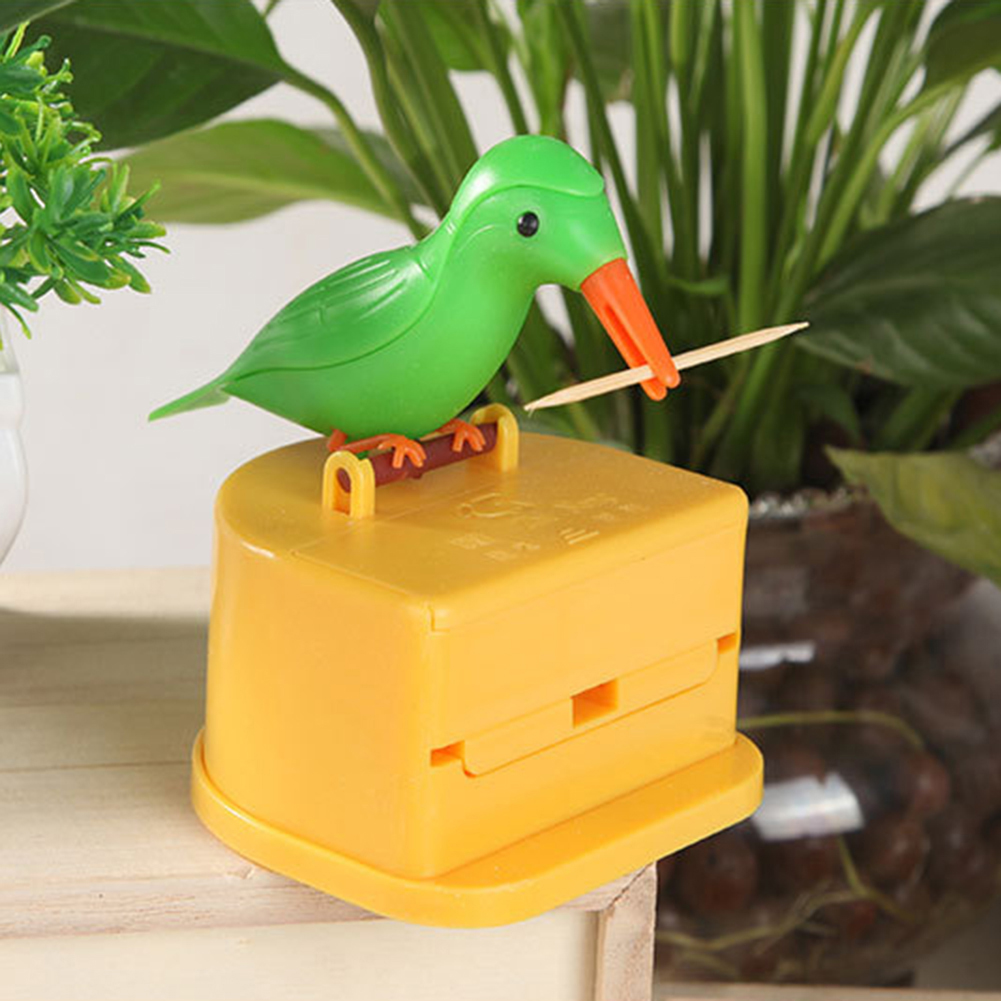 someryer Smart Press Type Bird Shape Toothpick Holder Box Dispenser Dinning Table Gadget