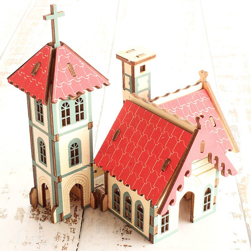 Đồ chơi lắp ráp gỗ 3D Mô hình Nhà gỗ European Chapel LC-P483