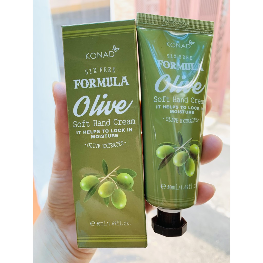 KEM DƯỠNG TAY MỀM MỊN HƯƠNG OLIVE KONAD SIX FREE FORMULAR OLIVE SOFT HAND CREAM 50ML