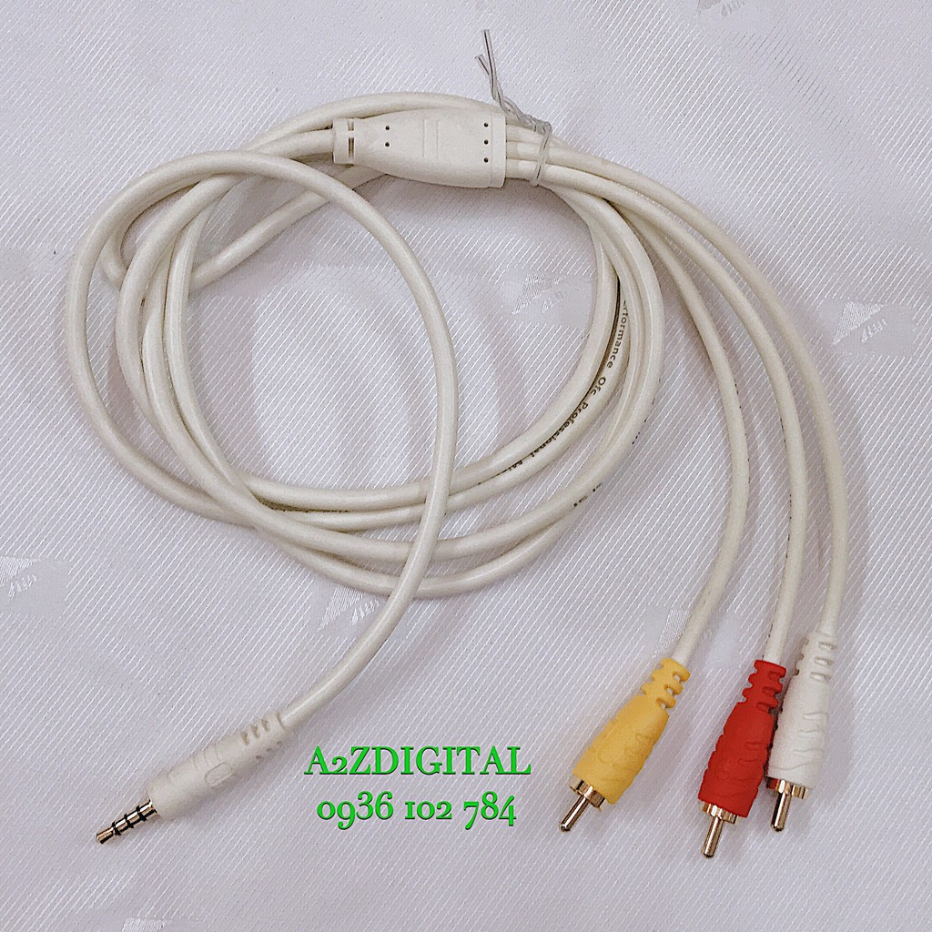 DÂY CHUYỂN JACK CẮM 3.5mm SANG 3 JACK AV VÀNG, ĐỎ, TRẮNG DÀI 1,8 MÉT