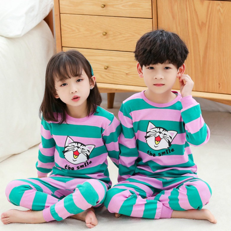 Bộ Đồ Ngủ Pajamas Cotton In Hoạt Hình Cho Bé