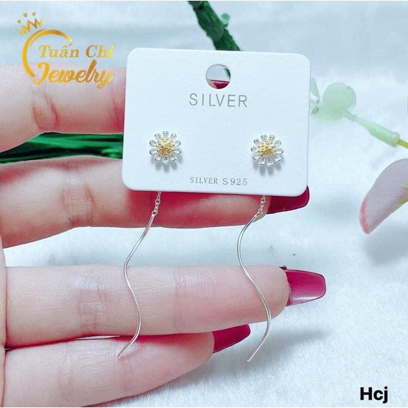 Bông Tai Bạc ⚡ BẠC ĐẸP⚡ Khuyên Tai Bạc Nữ Họa Tiết Cúc Họa Mi, Cúc Khuyết Nhẹ Nhàng