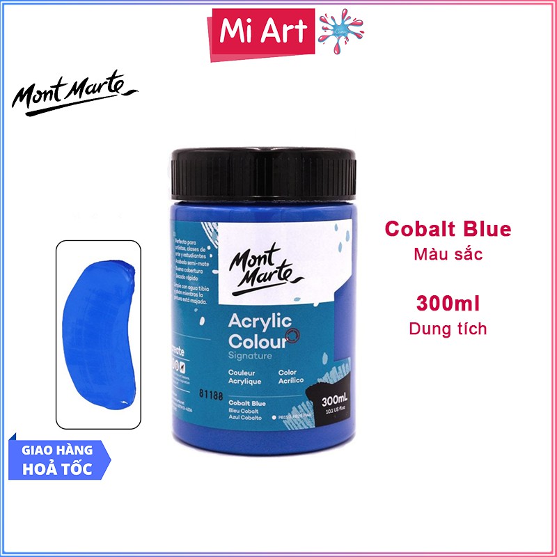 Màu Acrylic Mont Marte 300ml - Cobalt Blue - Acrylic Colour Paint Signature 300ml (10.1oz) - MSCH3018