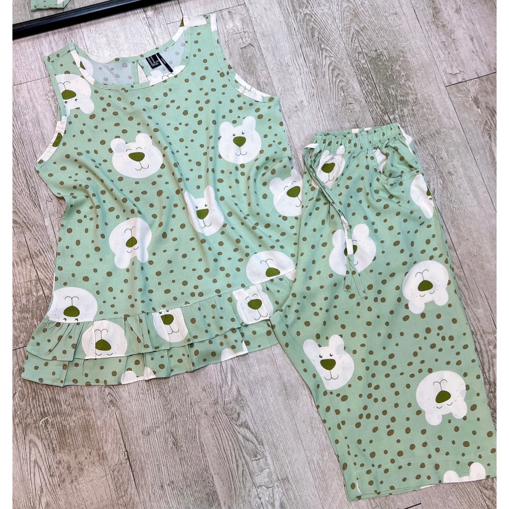 Đồ bộ tole nữ, bộ lanh mặc nhà quần lửng, áo sát nách F21 VNXK SHOP5SAO (40-75kg)