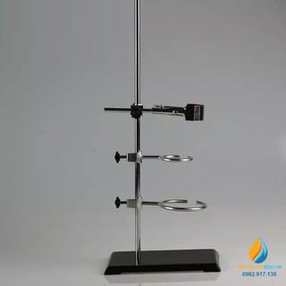 Bộ giá đỡ thí nghiệm thép không gỉ,  gồm kẹp đa năng 2 ngón, 2 vòng đỡ, trụ cao 40cm