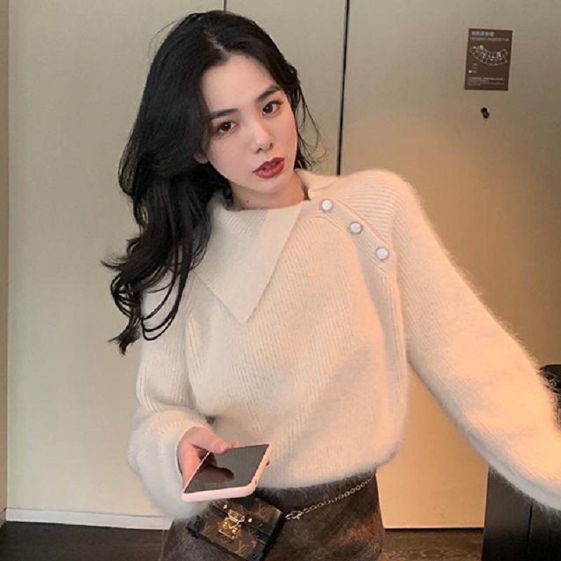 Áo Sweater Dệt Kim Form Rộng Phong Cách Hàn Quốc Mới Cho Nữ 2021