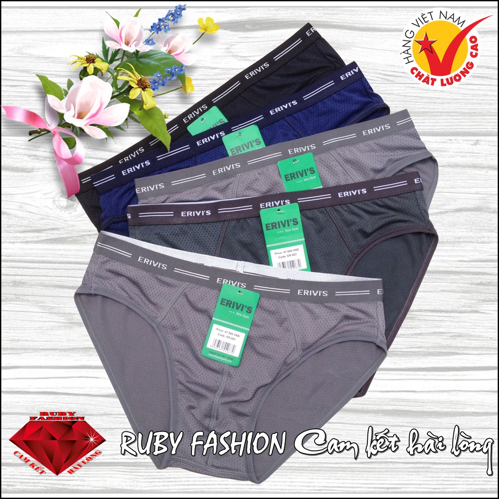 Bộ 5 Quần lót nam Cotton lạnh THÔNG HƠI - Thương hiệu ERIVIS, hàng Việt Nam cao cấp