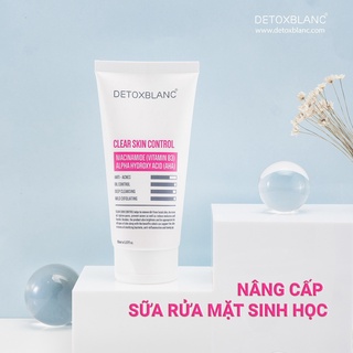 Sữa rửa mặt sinh học Detox Blanc Mẫu mới 150ml/250gr, chứa hàm lượng cao AHA, Vitamin A,E
