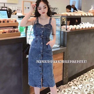 Váy jean 2 dây buộc dây eo siu hot mã sl#v 12 hot hot hot 2019