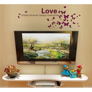 Decal chữ LOVE và bươm bướm