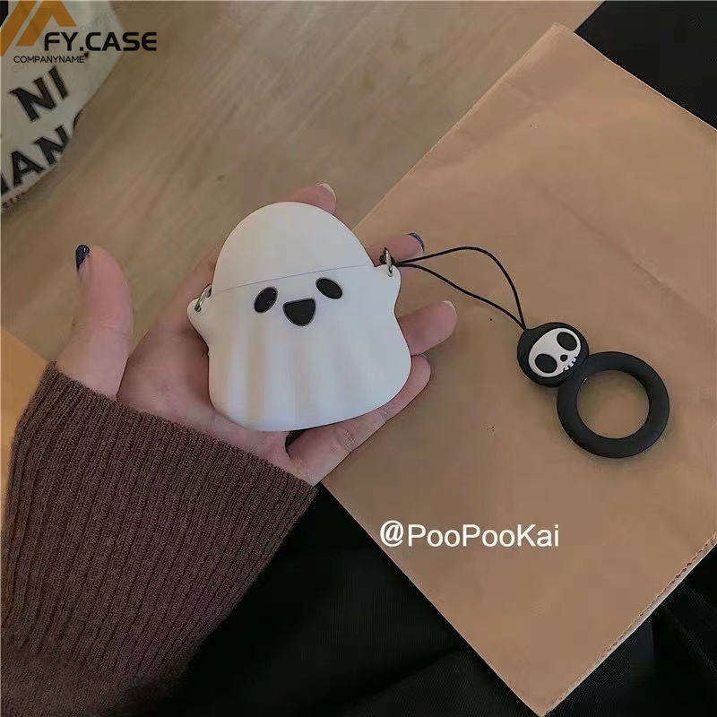 Vỏ Bảo Vệ Hộp Sạc Tai Nghe AirPods 1 2 3 Pro Bluetooth Không Dây Chất Liệu Silicon Mềm Chống Sốc Hình Ma Dễ Thương