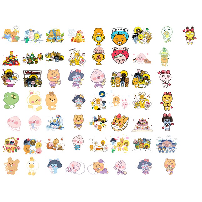 Set sticker bé đào S50I9 Set Sticker PVC chủ đề trang trí xe mũ bảo hiểm laptop điện thoại Vali tủ nhựa