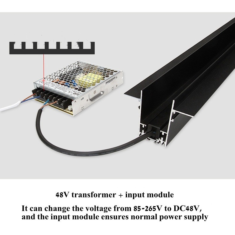 Thanh Ray nam châm âm trần - Magnetic Track - Dùng cho các loại đèn Led nam châm  , Led Magnetic - Điện áp 48V