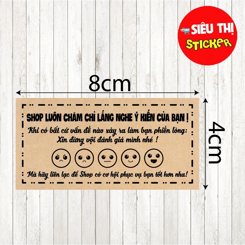 50 Tem dán Emoji Xin review 5 sao EMJR5S01 dành cho người bán hàng online, chủ shop chất liệu decal KRAFT
