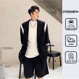 Áo blazer tay lỡ 2 LƠP CAO CẤP nam nữ form rộng hè thu phong cách Hàn Quốc