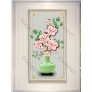 Tranh dán tường Tranh 3D dán tường Bình Hoa Cúc Hồng (kích thước lớn) MS780095