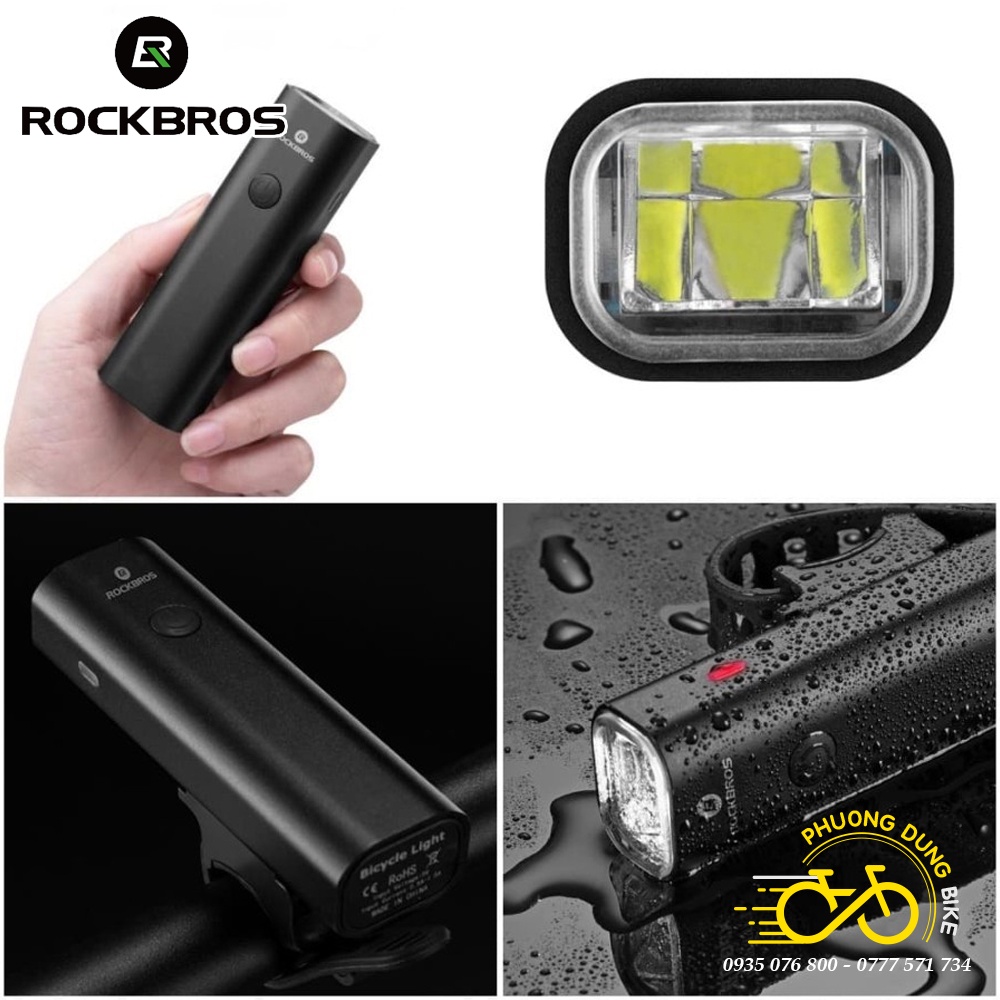 Đèn xe đạp - Đèn chiếu sáng xe đạp ROCKBROS 400LM sạc USB