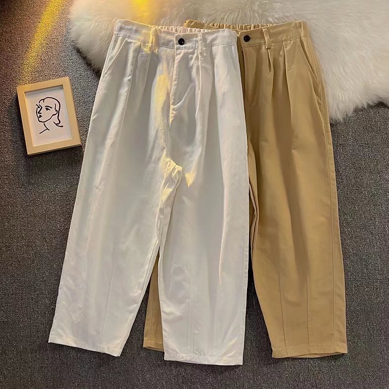 Quần Dài Ống Đứng Dáng Rộng Màu Trơn Phong Cách Hip Hop Hàn Quốc Cỡ Lớn M-3XL Thời Trang Cho Nam