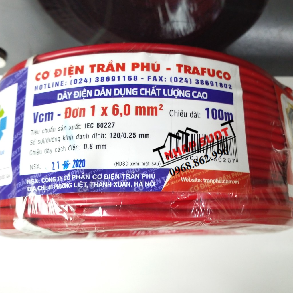 Dây điện Trần Phú 41 Phương Liệt dây đơn mềm VCm 1x6, 1x10