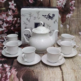 Bộ bình tách trà sứ trắng Minh Long - bộ bình trà sứ trắng Minh Long