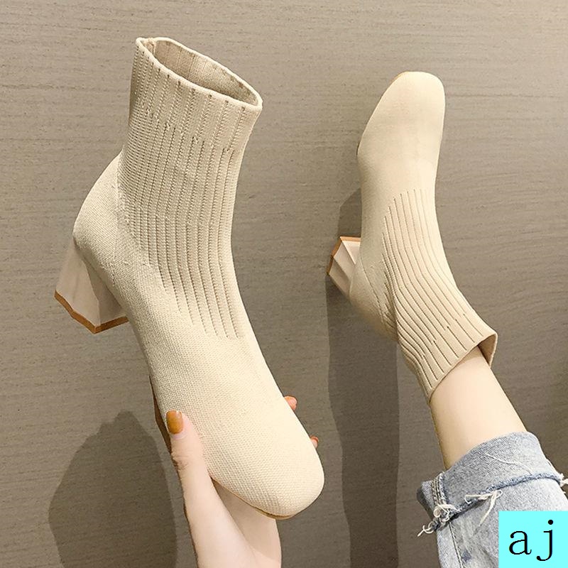 Giày bốt cao gót cổ ngắn thiết kế trẻ trung hợp thời trang cho bạn gái 2021