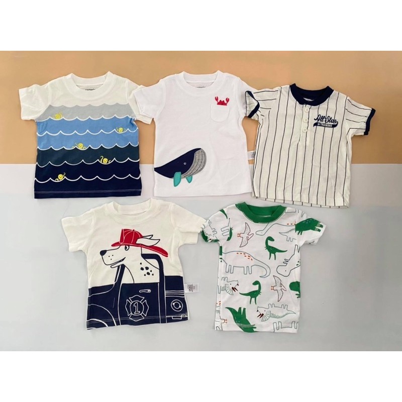 [SIZE 0-3M] Áo phông bé trai tay ngắn Carters/ áo thun bé trai cộc tay thun cotton/ Áo thun bé trai xuất dư - AT