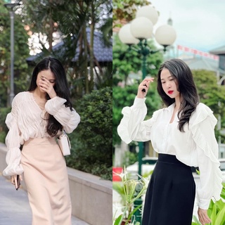 Chân váy midi, chân váy công sở, váy dài cạp khoá hông xẻ vạt phía sau