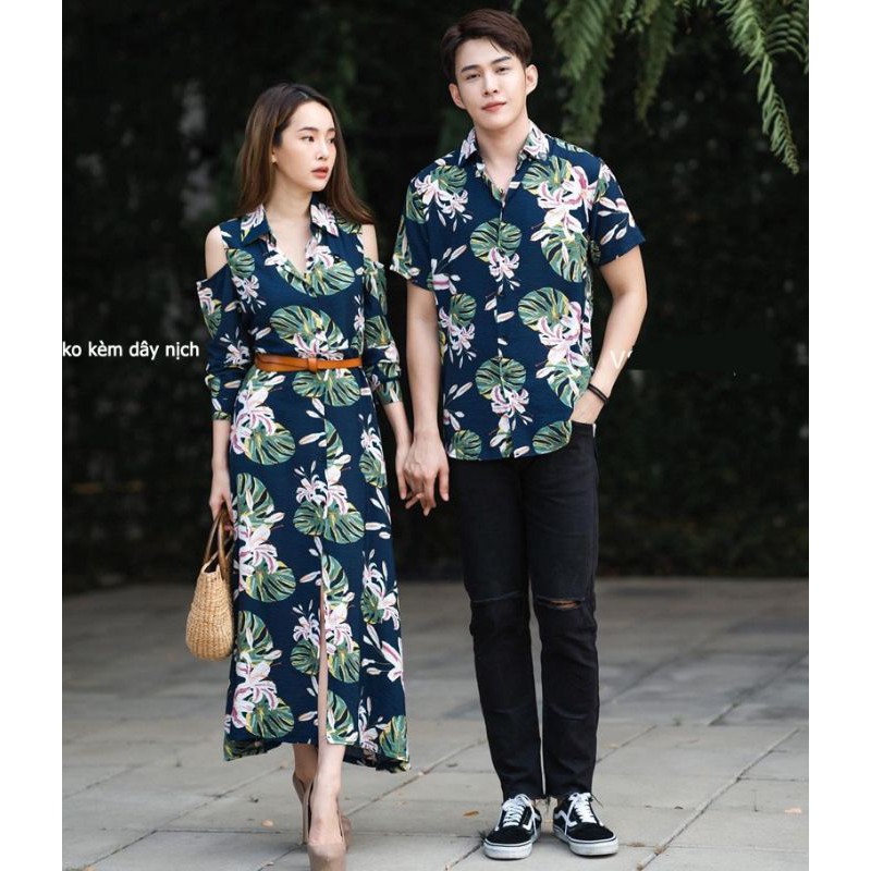 ÁO SƠ MI NAM VÁY NỮ, SET ĐỒ ĐÔI CHỤP HÌNH