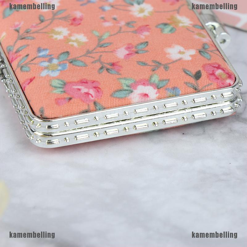 (kam) Mỹ Phẩm Trang Điểm Mini Bỏ Túi Hai Mặt Họa Tiết Hoa Vintage Có Thể Gập Lại
