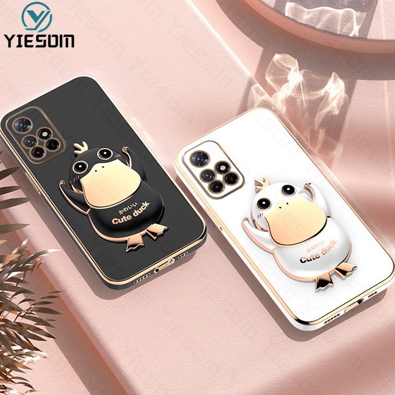 Ốp Điện Thoại Silicon Dẻo Kèm Giá Đỡ Hình Chú Vịt Dễ Thương Cho Xiaomi Redmi Note 11 10 Pro 11S 10S 4G 5G 9S 9 Pro