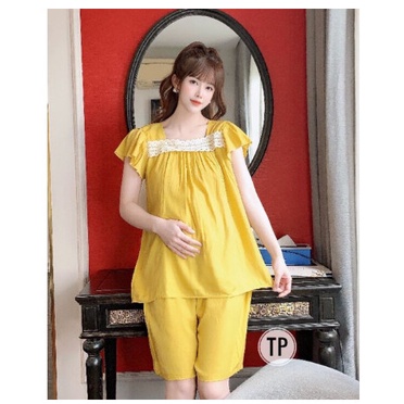 Bộ lửng bầu_ Bộ cộc tay bầu và sau sinh chất đũi mùa hè tiện lợi