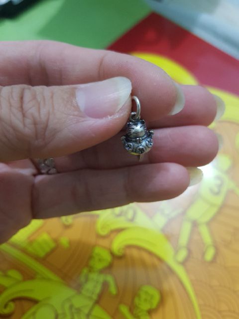 Charm bạc treo mèo thần tài bạc 925 xi đen