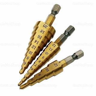 Bộ 3 mũi khoan tháp 3-20mm chuôi lục giác