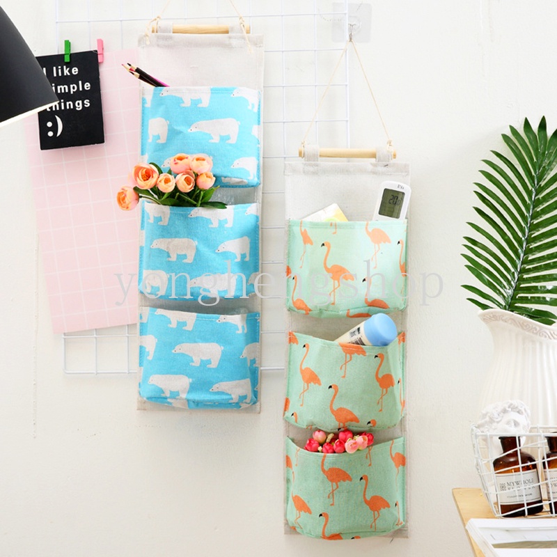 Túi Đựng Đồ Treo Tường Họa Tiết Chim Hồng Hạc