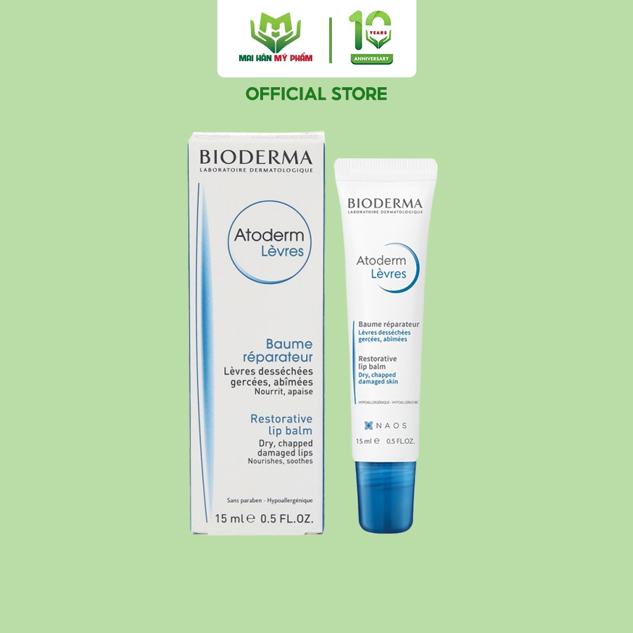 Son Dưỡng Môi Khô, Nứt Nẻ Và Tổn Thương Bioderma Atoderm Lips Baume 15ml