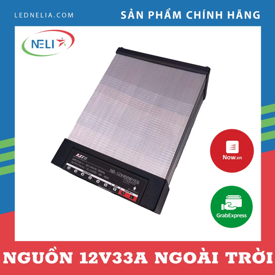 Nguồn LED 12V33A (12V400W) hãng NB vỏ nhôm ngoài trời chống mưa dùng cho led hắt làm chữ quảng cáo.