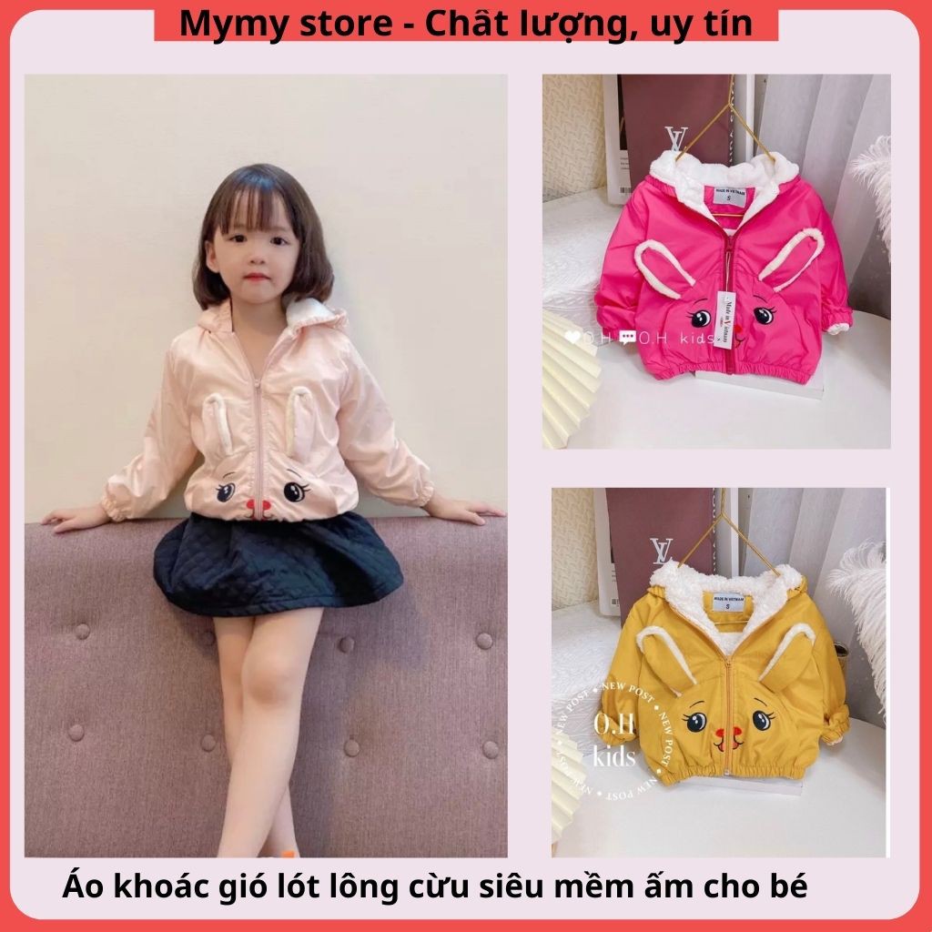 Áo khoác gió lót lông cừu siêu ấm bé trai bé gái, áo gió cho bé hình mặt thú dễ thương từ 7 đến 25kg