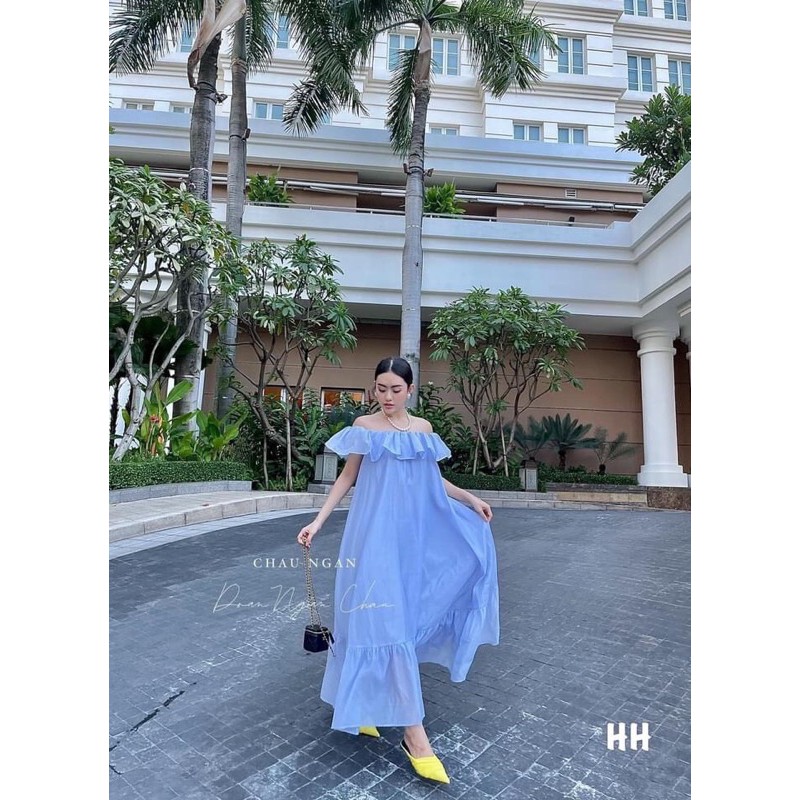 Đàm maxi von bèo trệt vai về 5 màu | BigBuy360 - bigbuy360.vn