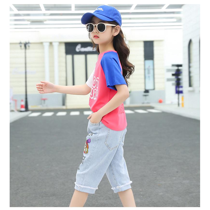 Set áo sơ mi + quần jeans cho bé gái