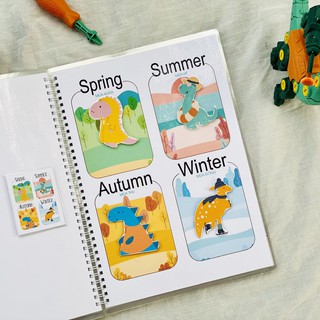 ( Giáo Dục Sớm Montessori ) Busy Book - Học Liệu Bóc Dán Khủng Long