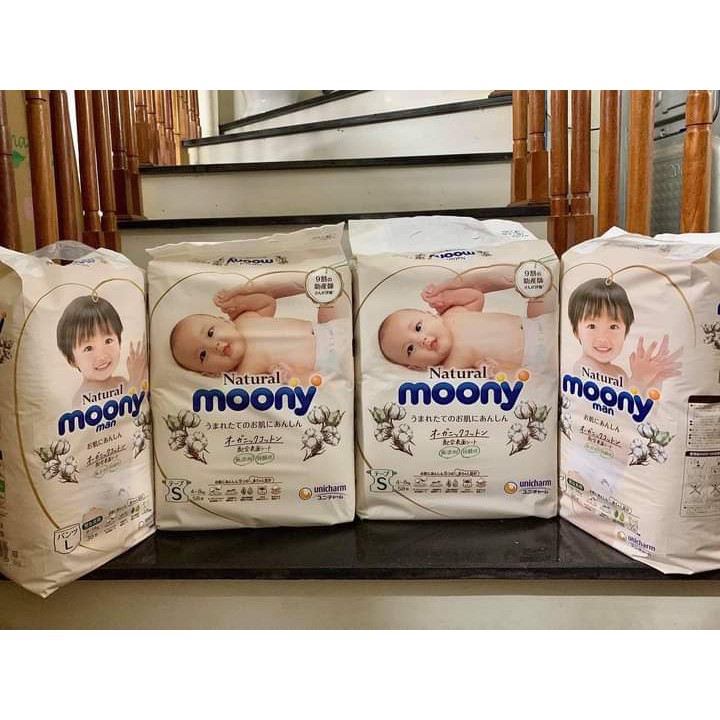 Bỉm Moony Natural Nhật Cộng Miếng [FREESHIP] Moony Natural Chính Hãng - Bỉm Moony Dán/Quần Đủ Size NB63/S58/M48/L36/XL32