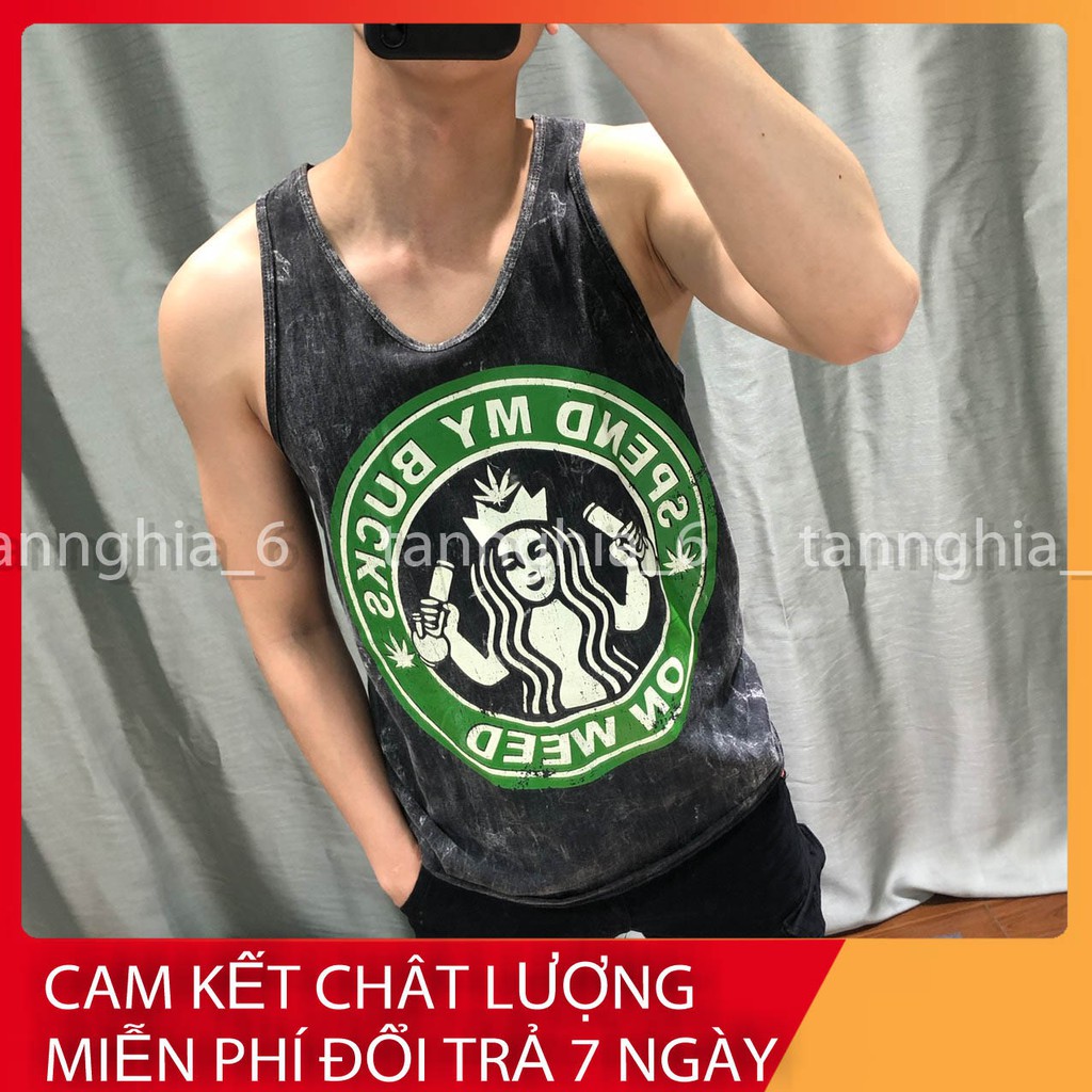 Áo Tanktop layer thái lan nam nữ chất mát in hình starbuck cá tính