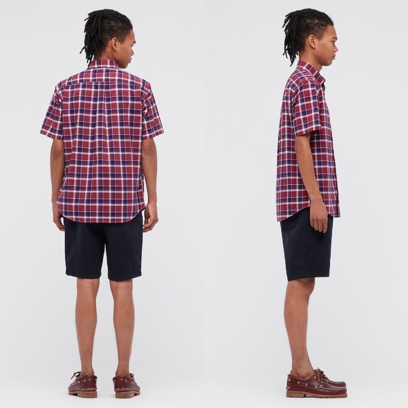 Áo sơ mi nam cộc tay kẻ caro thời trang của Uniqlo