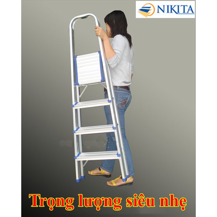 Thang nhôm tay vịn NIKTA cao 1,2m dùng cho mọi nhà