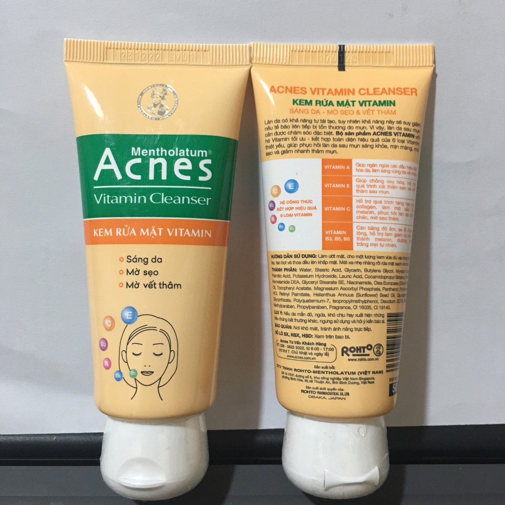 50GR Acnes Vitamin Cleanser - Kem rửa mặt Vitamin