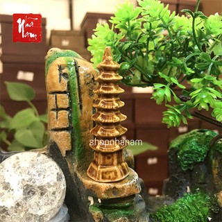 Tháp chùa vàng phụ kiện thác nước phong thủy