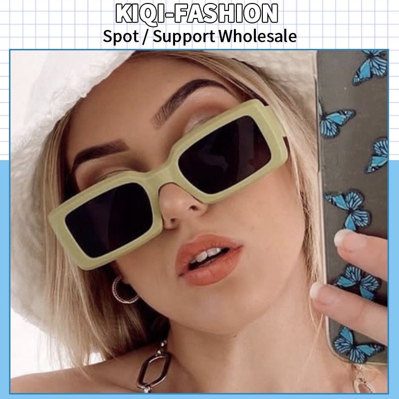 (KIQI-FASHION) COD Kính Mát Hình Chữ Nhật Chống Tia Uv400 Phong Cách Hip Hop Thời Trang Cho Nữ