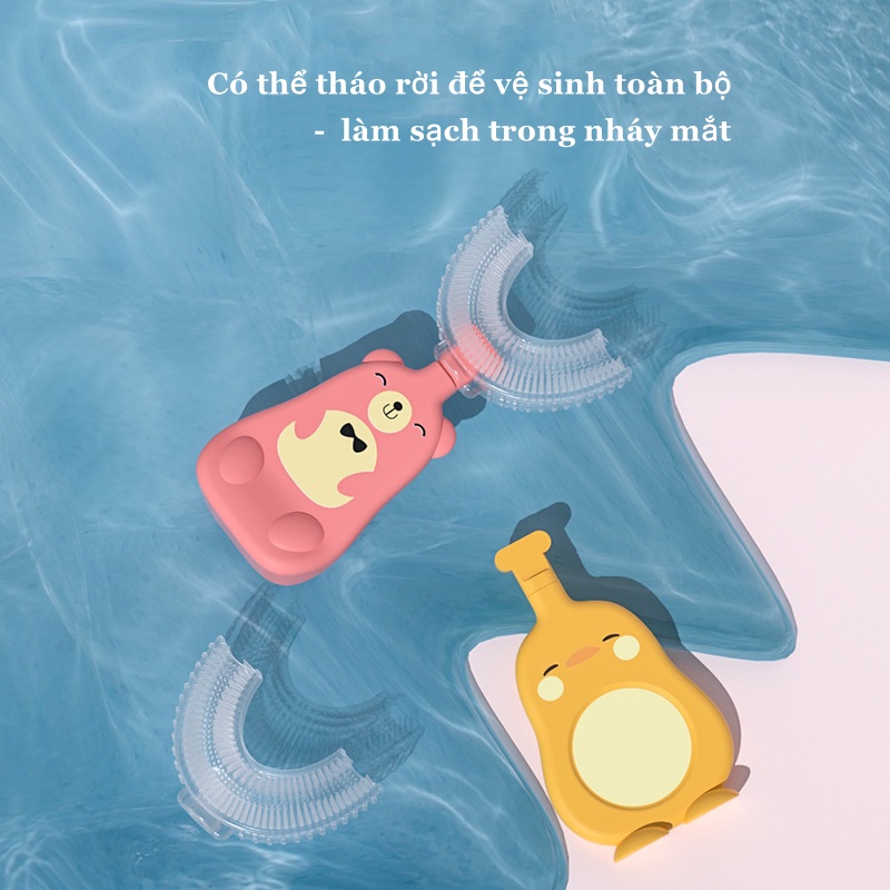 Bàn Chải Đánh Răng Silicone Hình Chữ U Dành Cho Bé Từ 2 Đến 12 Tuổi